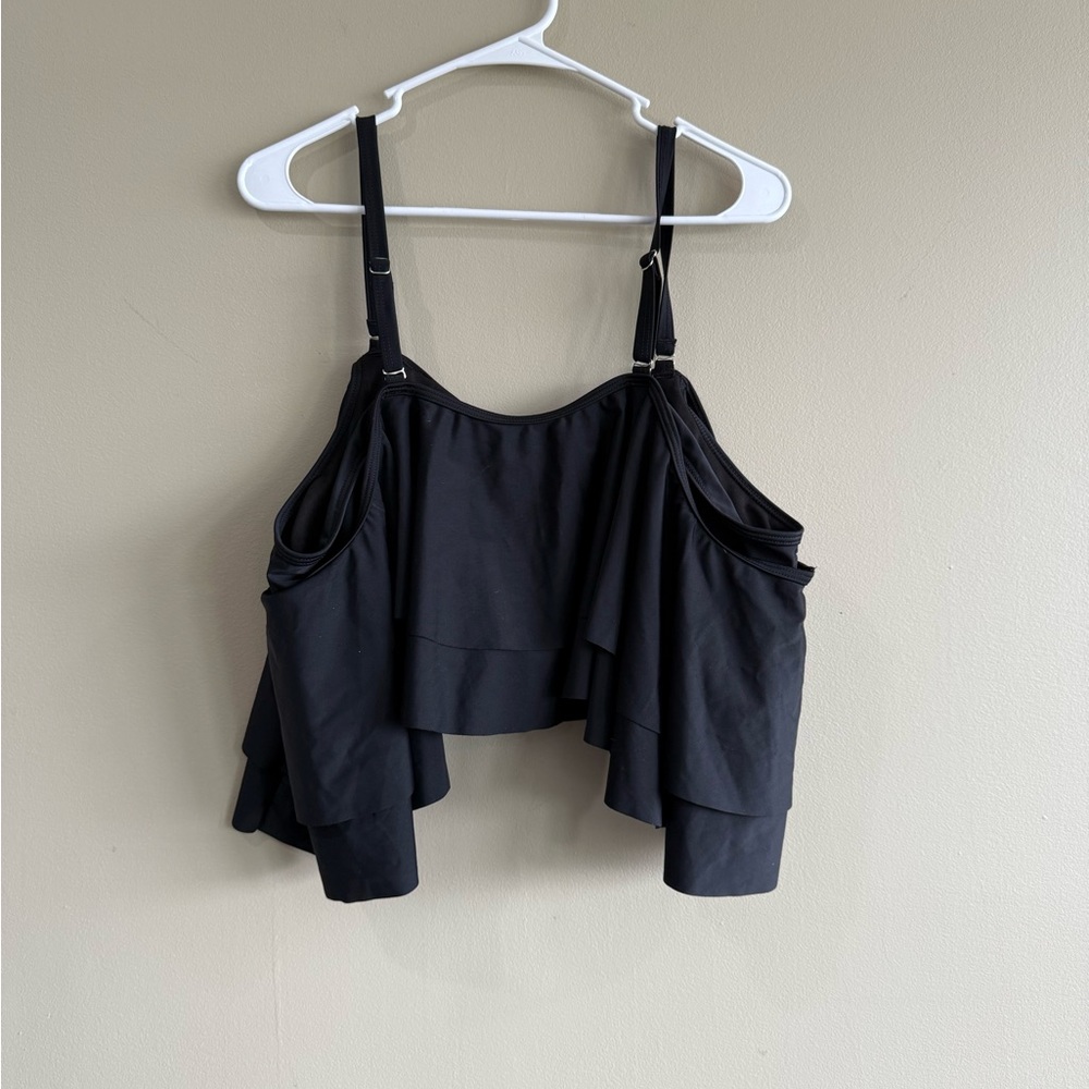 Black Asymmetrical Ruffled Swim To 20W - Picture 3 of 8